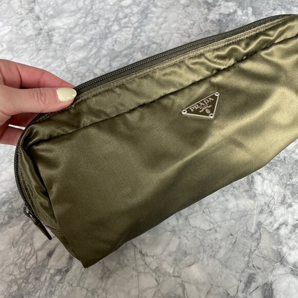 Prada Satin Loafers with Shoe Bag Olive Green 37 - Picture 12 of 14